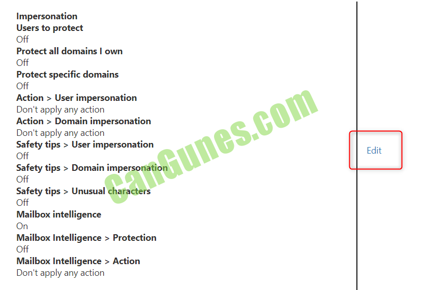 Office 365 Anti-Phisging impersonation